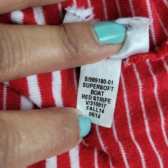 Gap The Bowery Super Soft boat neck red tee white stripes 3/4 sleeves nautical M - Picture 8 of 10